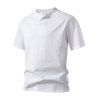 T-shirt décontracté à col rond et manches courtes pour homme, couleur unie, avec encoche en V, pour l'été - Blanc XL | US 10