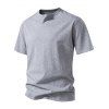T-shirt décontracté à col rond et manches courtes pour homme, couleur unie, avec encoche en V, pour l'été - Gris Clair XXL | US 12