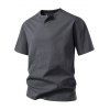 T-shirt décontracté à col rond et manches courtes pour homme, couleur unie, avec encoche en V, pour l'été - Gris Foncé XXL | US 12