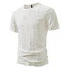 T-shirt décontracté à manches courtes et col rond pour homme, couleur unie, rayé et déchiré, idéal pour l'été - Blanc XXL | US 12