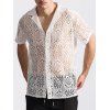Chemise à manches courtes et col rabattu pour homme, couleur unie, motif floral, ajourée, décontractée, boutonnée - Blanc XL | US 10