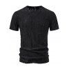 T-shirt décontracté à manches courtes et col rond pour homme, couleur unie, rayé et déchiré, idéal pour l'été - Noir XXL | US 12