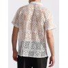 Chemise à manches courtes et col rabattu pour homme, couleur unie, motif floral, ajourée, décontractée, boutonnée - Blanc XL | US 10