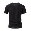 T-shirt décontracté à manches courtes et col rond pour homme, couleur unie, rayé et déchiré, idéal pour l'été - Noir XXL | US 12