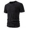 T-shirt décontracté à manches courtes et col rond pour homme, couleur unie, rayé et déchiré, idéal pour l'été - Noir XXL | US 12