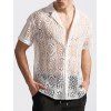 Chemise à manches courtes et col rabattu pour homme, couleur unie, motif floral, ajourée, décontractée, boutonnée - Blanc XL | US 10