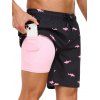 Short de plage à cordon de serrage pour homme, motif poisson, poche intérieure, taille élastique, short de bain - Noir XXXL | US 14