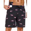 Short de plage à cordon de serrage pour homme, motif poisson, poche intérieure, taille élastique, short de bain - Noir XXXL | US 14