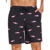 Short de plage à cordon de serrage pour homme, motif poisson, poche intérieure, taille élastique, short de bain - Noir XXXL | US 14