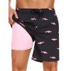 Short de plage à cordon de serrage pour homme, motif poisson, poche intérieure, taille élastique, short de bain - Noir XXXL | US 14