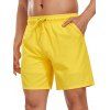 Short de plage uni pour homme avec cordon de serrage, poche intérieure et taille élastique - Jaune XXXL | US 14