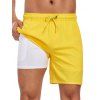 Short de plage uni pour homme avec cordon de serrage, poche intérieure et taille élastique - Jaune XXXL | US 14