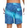 Men's Printed Drawstrings Beach Shorts Inner Pocket Elastic Waist Board Shorts - DEEP BLUE XXXL | US 14