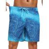 Men's Printed Drawstrings Beach Shorts Inner Pocket Elastic Waist Board Shorts - DEEP BLUE XXXL | US 14