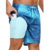 Men's Printed Drawstrings Beach Shorts Inner Pocket Elastic Waist Board Shorts - DEEP BLUE XXXL | US 14