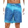 Men's Printed Drawstrings Beach Shorts Inner Pocket Elastic Waist Board Shorts - DEEP BLUE XXXL | US 14