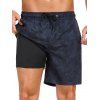 Short de plage imprimé pour homme avec cordon de serrage et poche intérieure, taille élastique - Noir XXXL | US 14