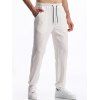 Pantalon texturé uni pour homme, poches à cordon de serrage, taille élastique, décontracté, long - Blanc XXXL | US 14