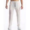 Pantalon texturé uni pour homme, poches à cordon de serrage, taille élastique, décontracté, long - Blanc XXXL | US 14