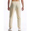 Pantalon texturé uni pour homme, poches à cordon de serrage, taille élastique, décontracté, long - Beige XXXL