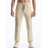 Pantalon texturé uni pour homme, poches à cordon de serrage, taille élastique, décontracté, long - Beige XXXL