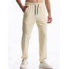 Pantalon texturé uni pour homme, poches à cordon de serrage, taille élastique, décontracté, long - Beige XXXL