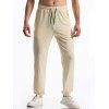 Pantalon texturé uni pour homme, poches à cordon de serrage, taille élastique, décontracté, long - Beige XXXL