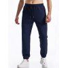 Pantalon décontracté à taille élastique et cordon de serrage pour homme, couleur unie, texturé, noué à la cheville - Bleu profond XXXL | US 14
