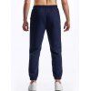Pantalon décontracté à taille élastique et cordon de serrage pour homme, couleur unie, texturé, noué à la cheville - Bleu profond XXXL | US 14