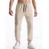 Pantalon décontracté à taille élastique et cordon de serrage pour homme, couleur unie, texturé, noué à la cheville - café lumière XXXL | US 14