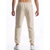 Pantalon décontracté à taille élastique et cordon de serrage pour homme, couleur unie, texturé, noué à la cheville - café lumière XXXL | US 14