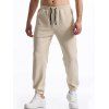 Pantalon décontracté à taille élastique et cordon de serrage pour homme, couleur unie, texturé, noué à la cheville - café lumière XXXL | US 14
