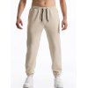 Pantalon décontracté à taille élastique et cordon de serrage pour homme, couleur unie, texturé, noué à la cheville - café lumière XXXL | US 14