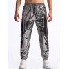 Pantalon de soirée brillant uni pour homme, noué à la cheville, avec cordon de serrage, taille élastique, pantalon long - Gris XXXL | US 14