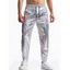 Pantalon de soirée brillant uni pour homme, noué à la cheville, avec cordon de serrage, taille élastique, pantalon long - d'or M | US 6