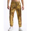 Pantalon de soirée brillant uni pour homme, noué à la cheville, avec cordon de serrage, taille élastique, pantalon long - d'or M | US 6