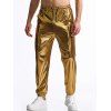 Pantalon de soirée brillant uni pour homme, noué à la cheville, avec cordon de serrage, taille élastique, pantalon long - d'or M | US 6
