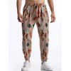 Pantalon décontracté à imprimé ethnique pour homme, avec cordon de serrage et poches, taille élastique - multicolor B XXXL