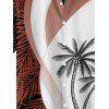 Chemise de vacances à manches courtes et imprimé feuilles de cocotier, chemise boutonnée de couleur contrastée - Orange 5XL