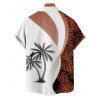 Colorblock Coconut Tree Leaf Print Spaghetti Strap Vacation Dress And Roll Up Sleeve Shirt Matching Outfit - Orange S | US 4