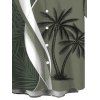Boy's Coconut Tree Leaf Pattern Vacation Shirt Button Up Roll Up Short Sleeve Kid Shirt - Vert clair 120