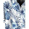 Boy's Allover Hibiscus Floral Leaf Pattern Vacation Shirt Button Up Roll Up Short Sleeve Kid Shirt - Bleu profond 120