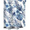 Boy's Allover Hibiscus Floral Leaf Pattern Vacation Shirt Button Up Roll Up Short Sleeve Kid Shirt - Bleu profond 120