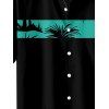 Boy's Coconut Tree Pattern Vacation Shirt Button Up Roll Up Short Sleeve Kid Shirt - Noir 160