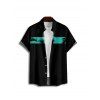 Boy's Coconut Tree Pattern Vacation Shirt Button Up Roll Up Short Sleeve Kid Shirt - Noir 160