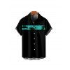 Boy's Coconut Tree Pattern Vacation Shirt Button Up Roll Up Short Sleeve Kid Shirt - Noir 160