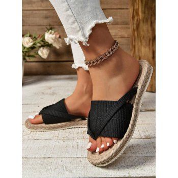 Contrast Color Flip Flops Flat Platform Slip On Beach Outdoor Sandals