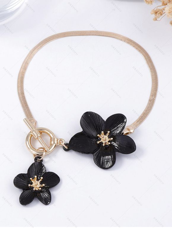 Chaîne de cheville tendance avec pendentif fleur vive - Noir 