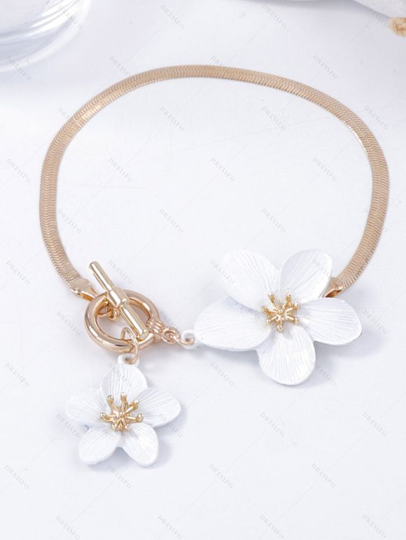 Chaîne de cheville tendance avec pendentif fleur vive - Blanc 