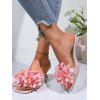Flower High Heels Vacation Sandals Slip On Open Square Toe Trendy Sandals - Rose clair EU 42